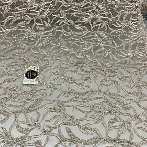 By The Yard Luxury Floral Heavy 3D Beaded Mesh Lace Fabric Hand Made lace Embroidered Glass Beads Sequins/Prom,Wedding Dress