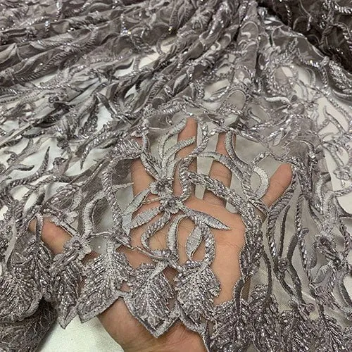 By The Yard Luxury Floral Heavy 3D Beaded Mesh Lace Fabric Hand Made lace Embroidered Glass Beads Sequins/Prom,Wedding Dress