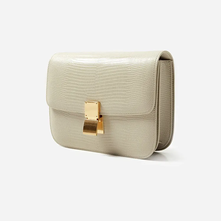 Calfskin Leather Bag Italian Leather Box Bag Designer Bag, Classic Crossbody Bag, Shoulder Bag, Minimalist Genuine Leather Purse