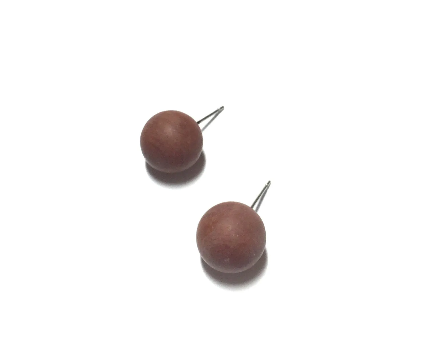 Caramel Brown Marbled Matte Ball Studs