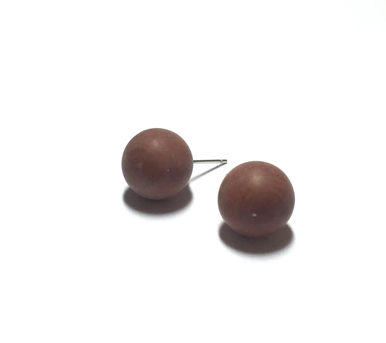Caramel Brown Marbled Matte Ball Studs