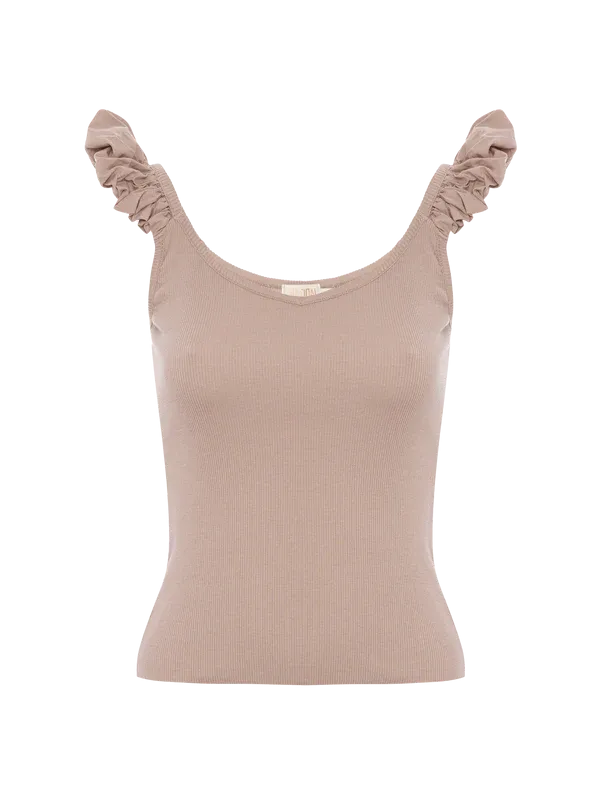Celeste Tank W/ Bubble Straps ~ Tan