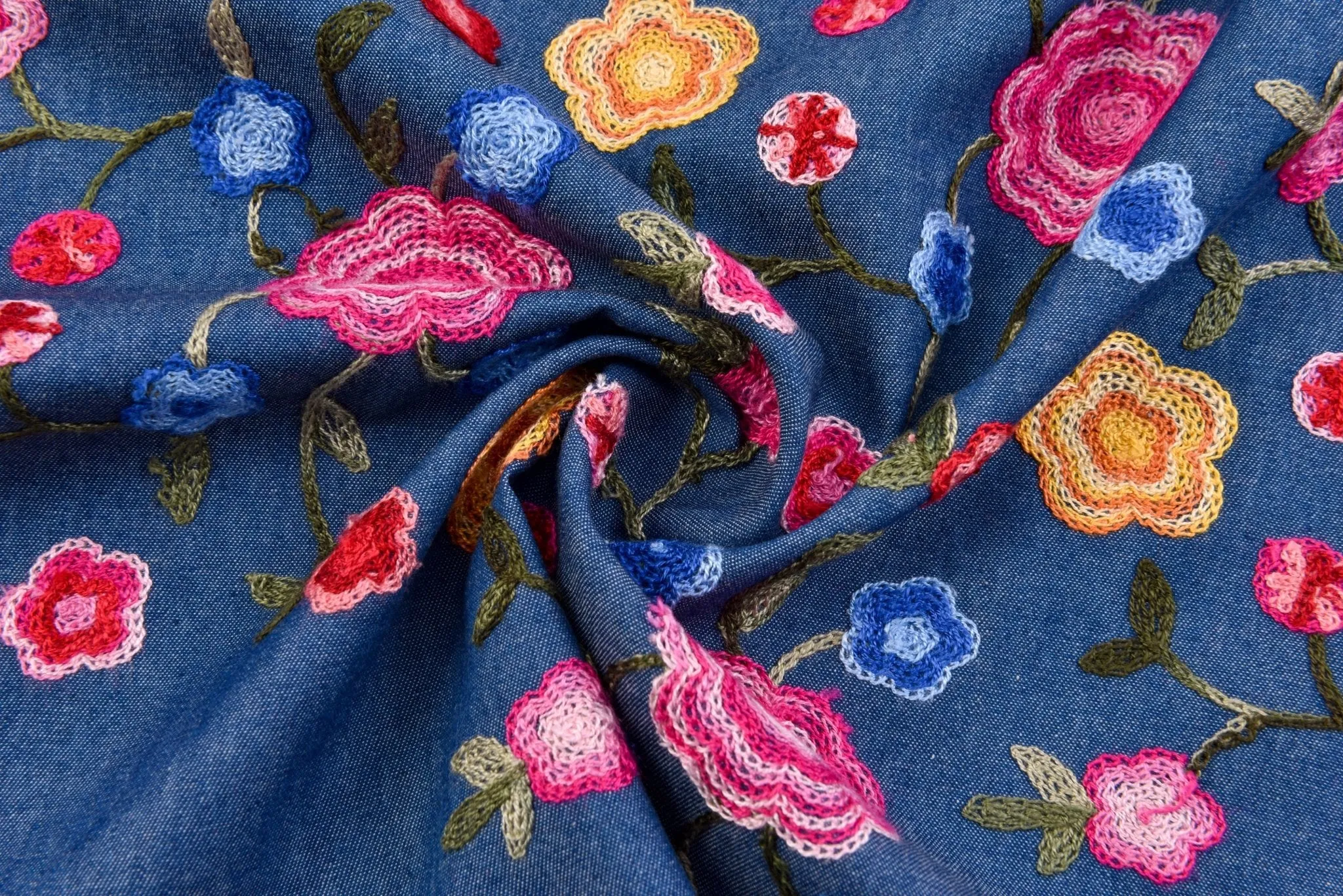 Chambray Denim Towel Embroidery Fabric