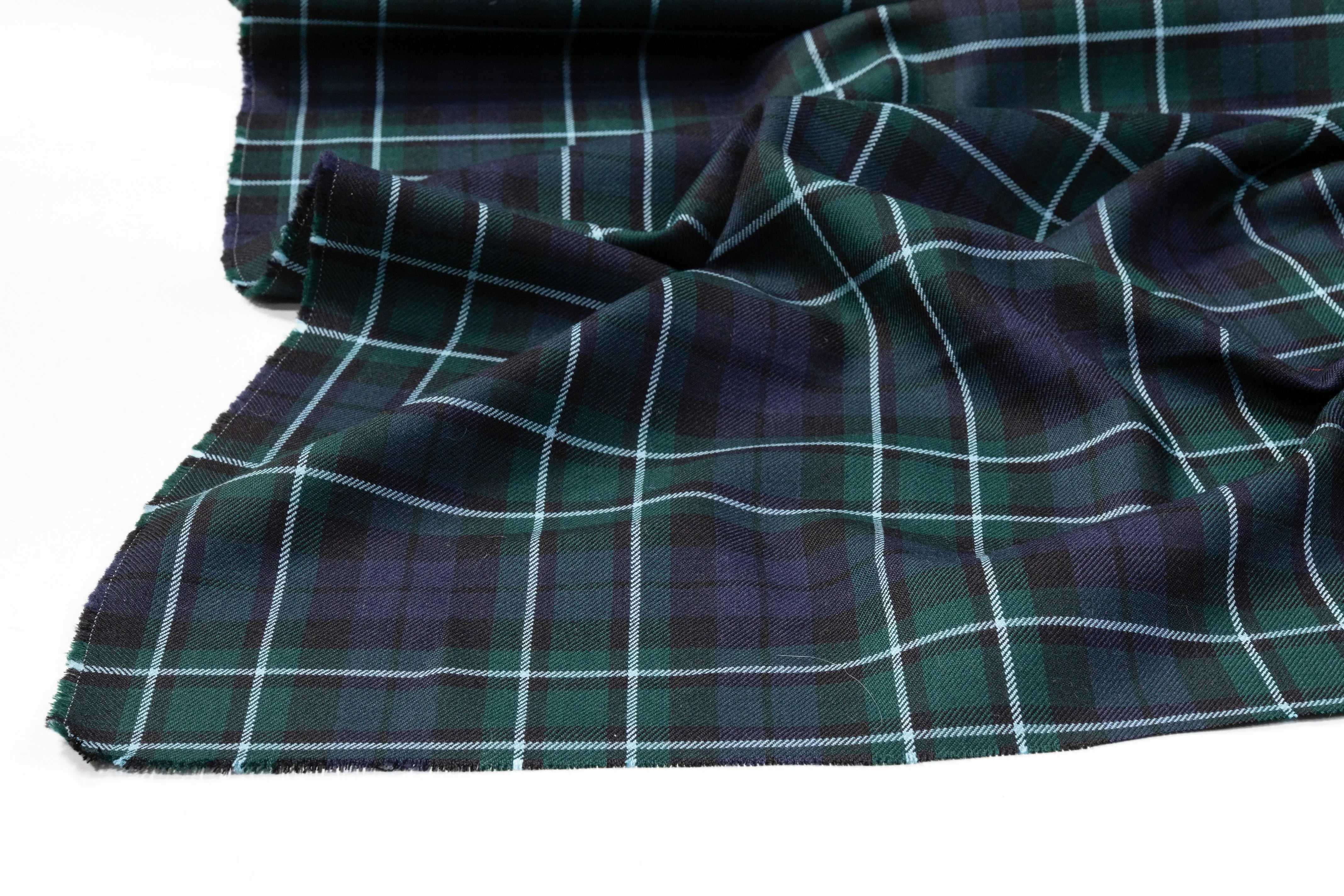 Checked Italian Wool Suiting - Green / Blue