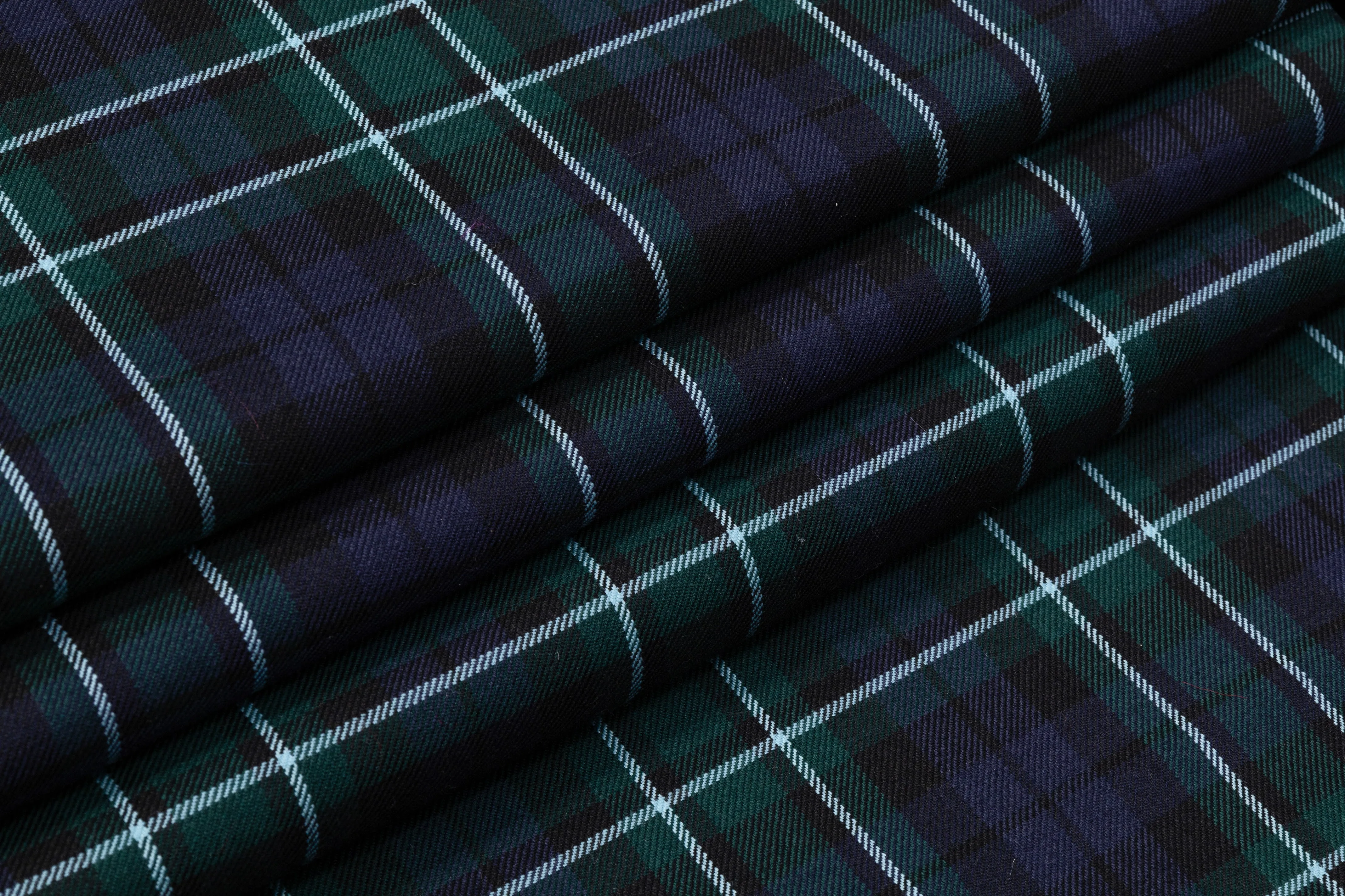 Checked Italian Wool Suiting - Green / Blue