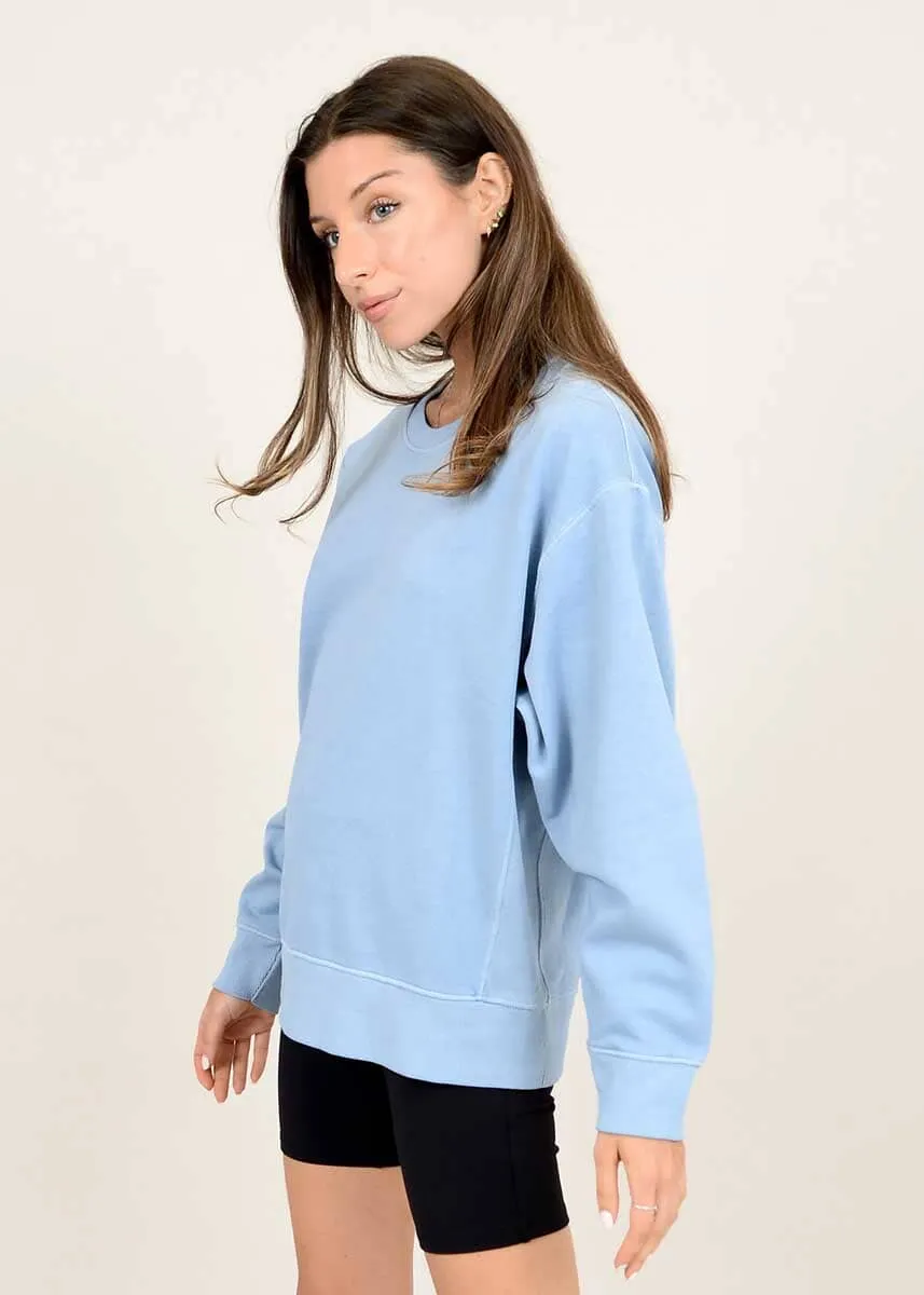 Christa Fleece Pullover - Light Blue Denim