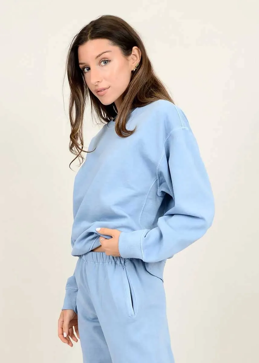 Christa Fleece Pullover - Light Blue Denim