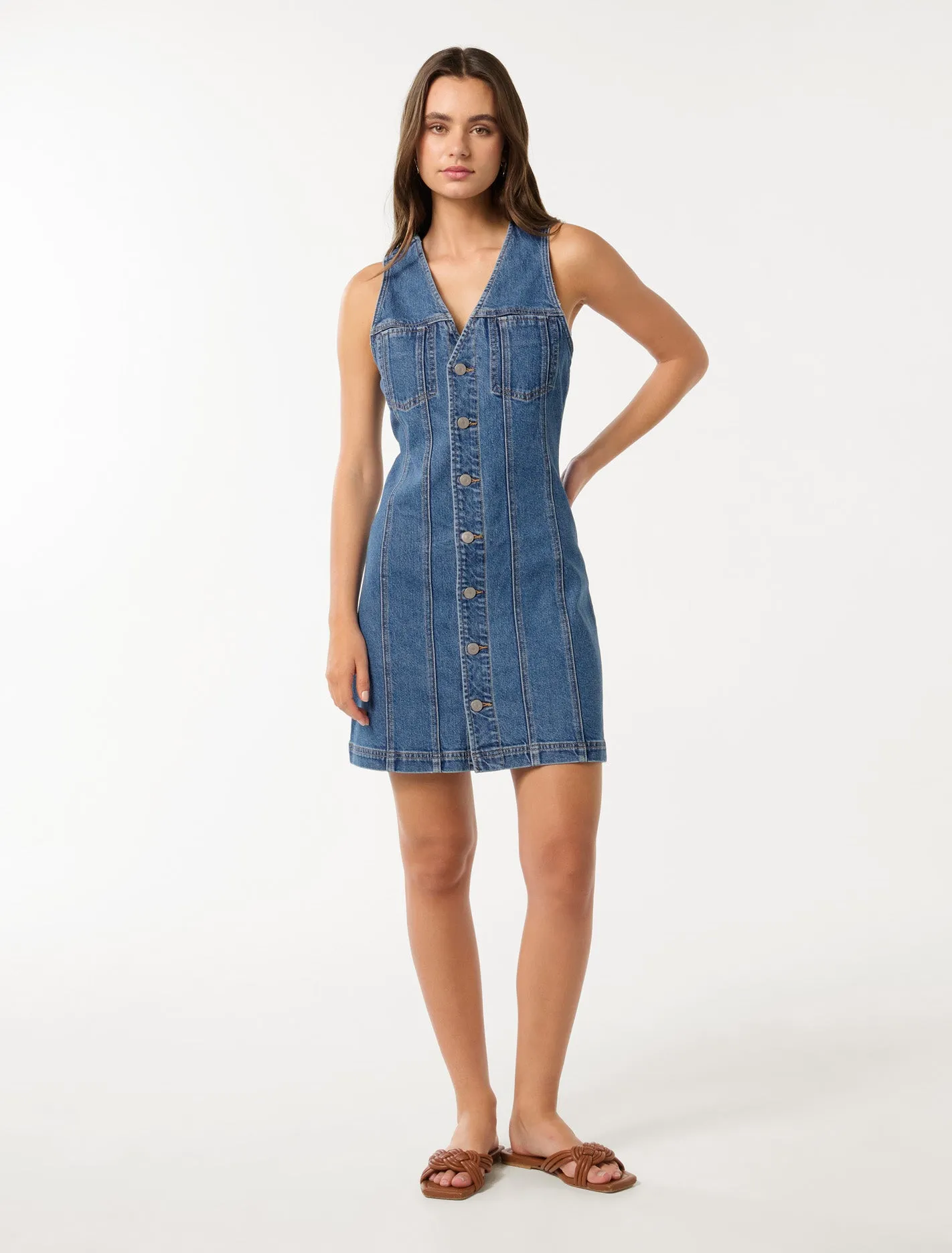 Chic Christine Womens Denim Mini Dress