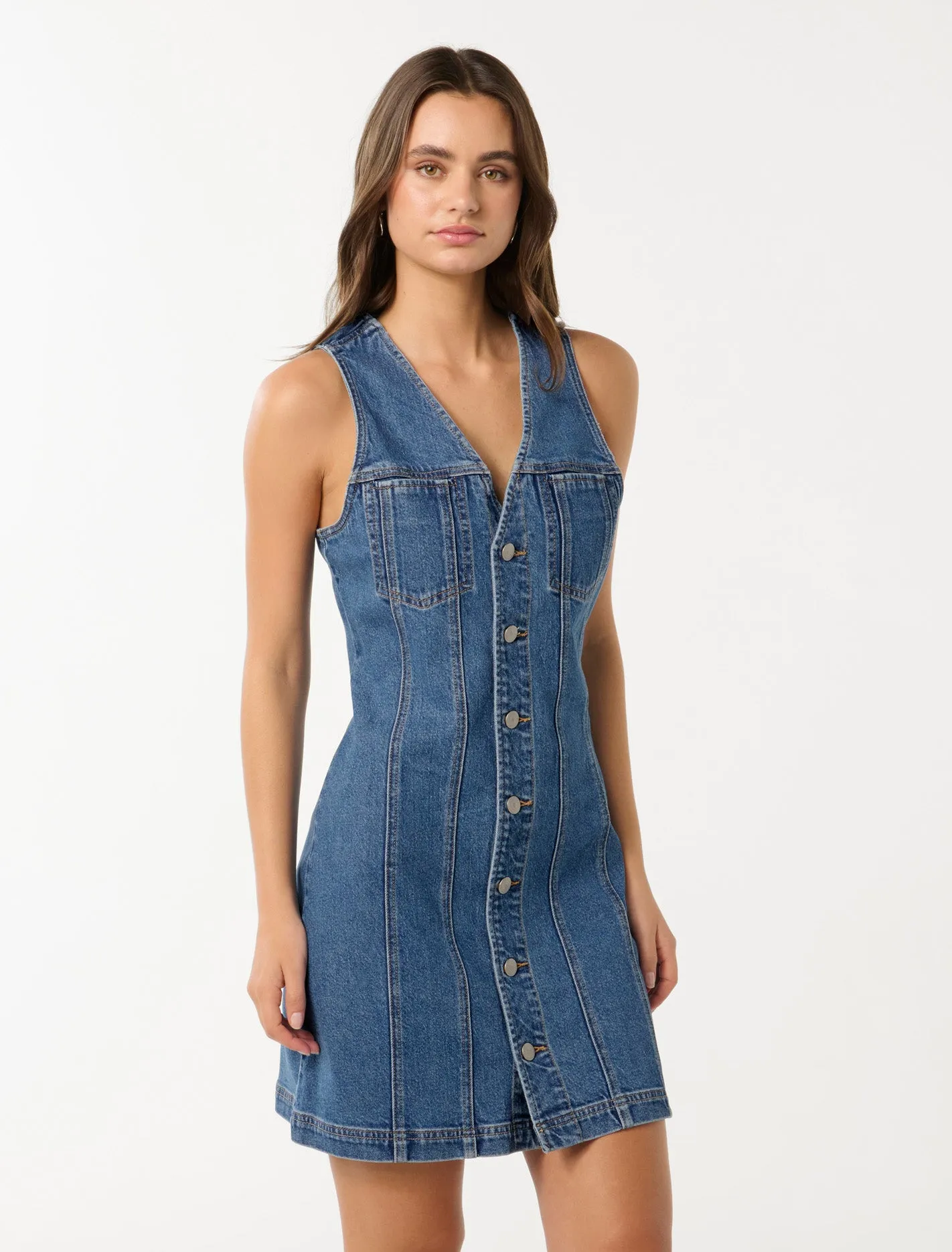 Chic Christine Womens Denim Mini Dress