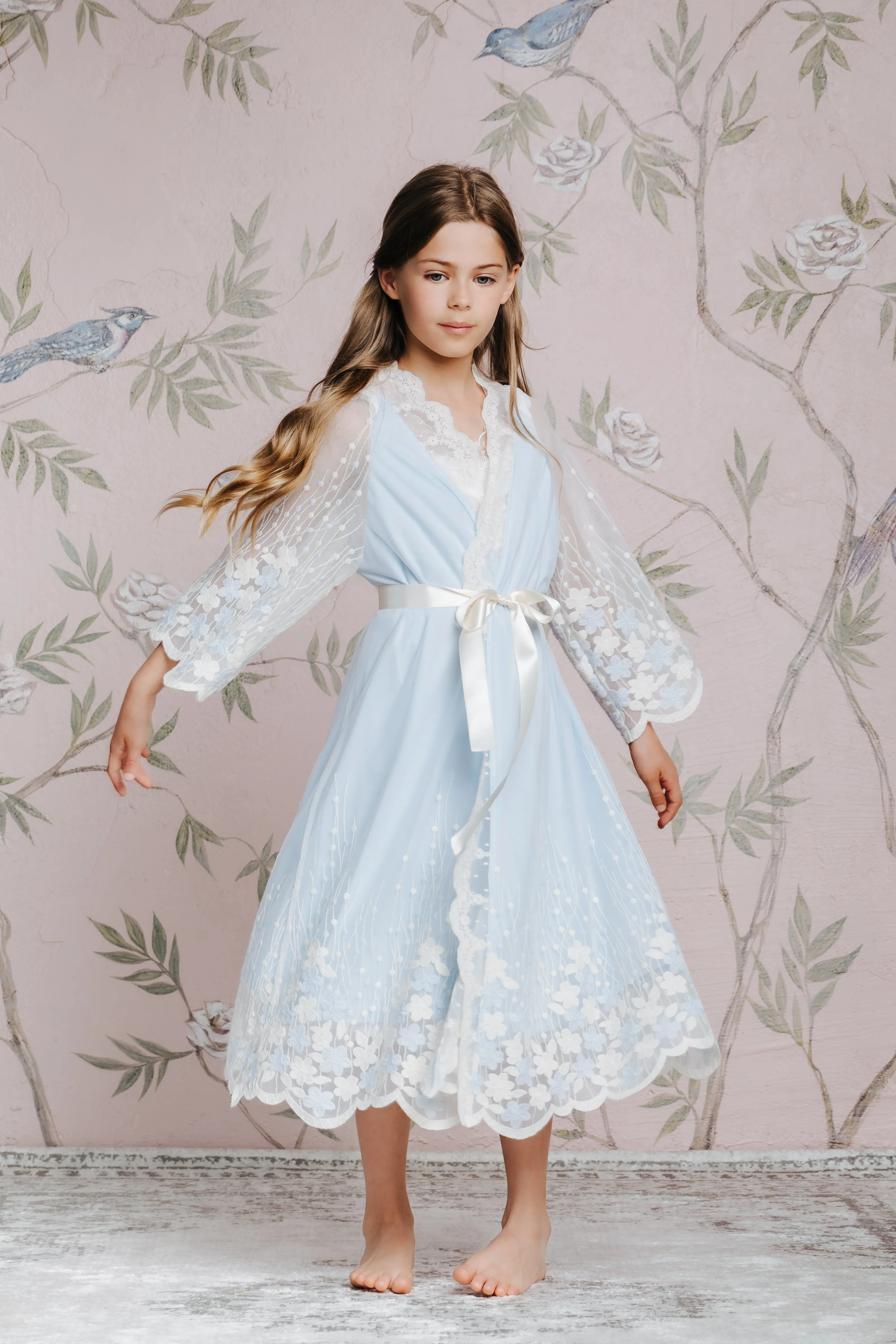 CLAIRE - CHILDREN'S SKY BLUE DRESSING GOWN