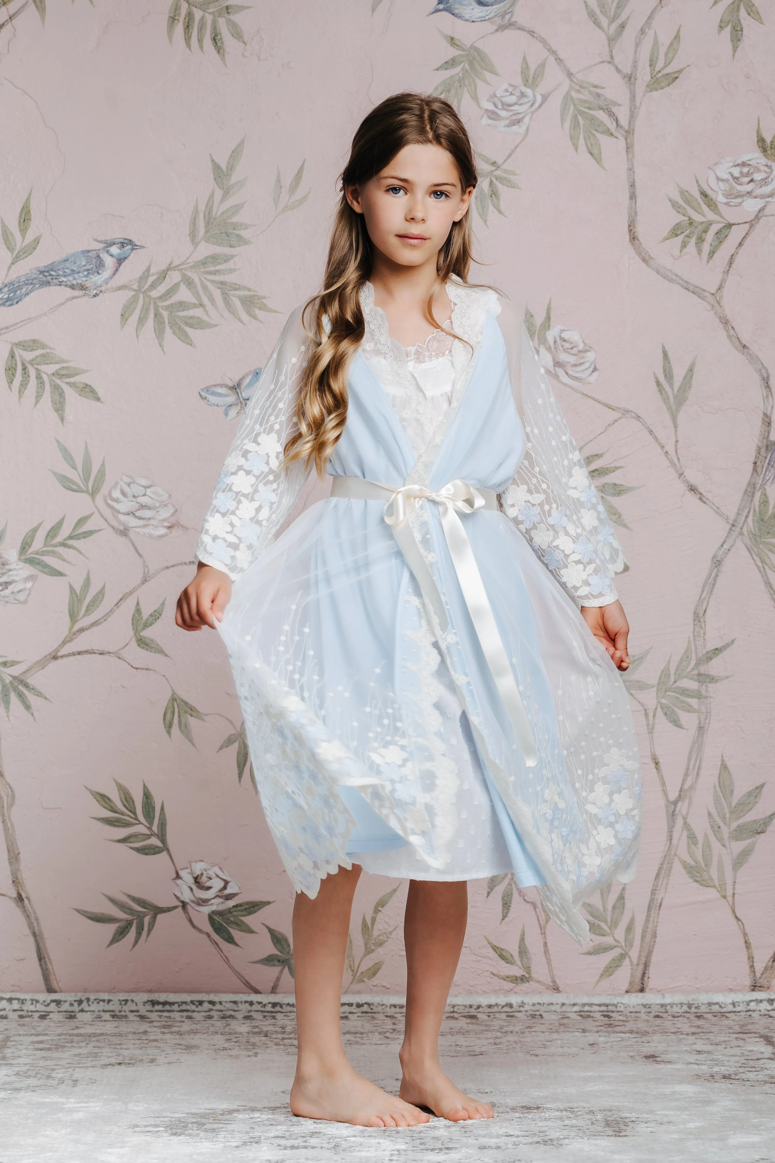 CLAIRE - CHILDREN'S SKY BLUE DRESSING GOWN