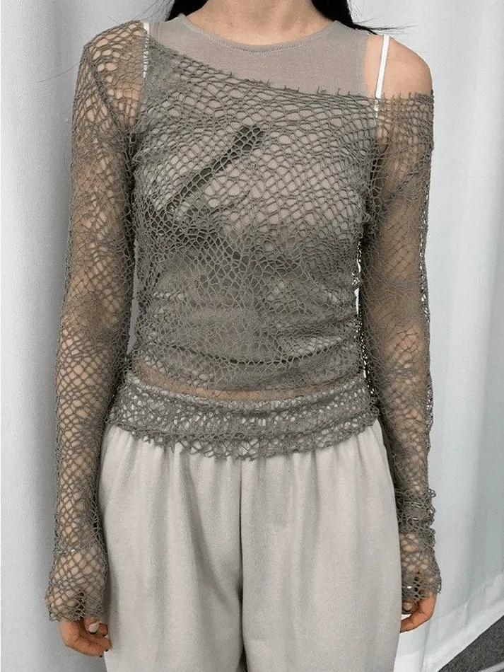 Cold Shoulder Long Sleeve Knit Top