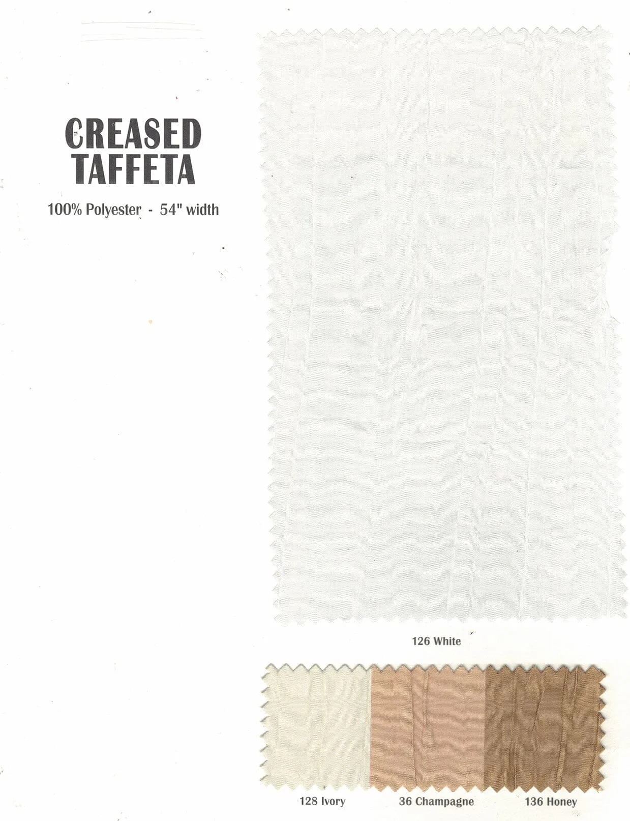 Crease Taffeta Fabric | Crush Taffeta | 52" Wide | Continuous Yards | Multiple Colors |
