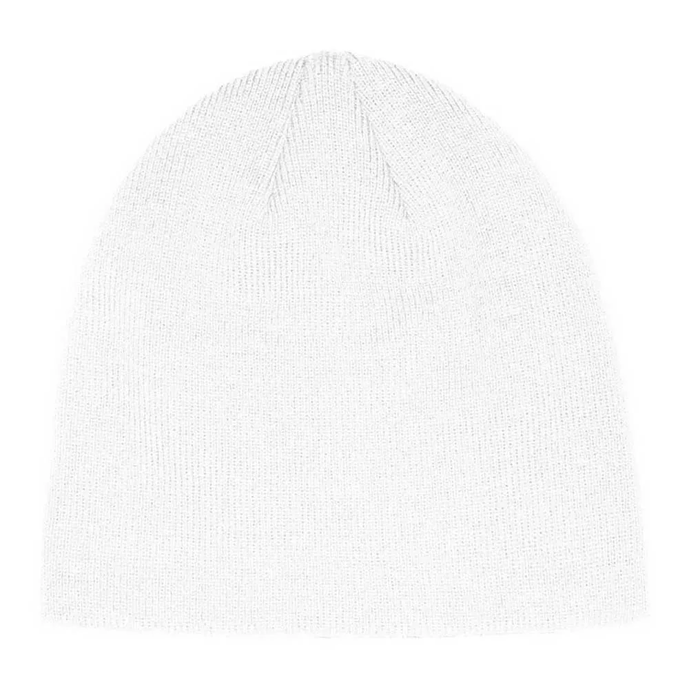 Cuffless Knit Hat - White