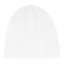 Cuffless Knit Hat - White