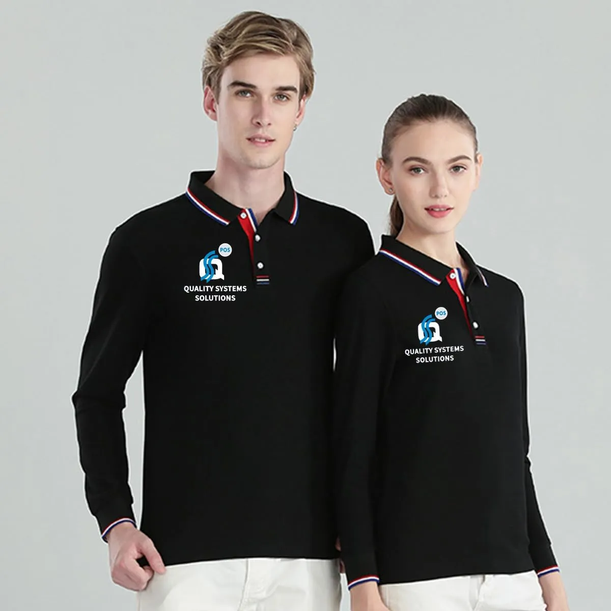 Custom Polo Shirts Design Your Own Personalized Long Sleeve Polo Shirt Customized with Logo/Text/Image(Dark Blue, M)