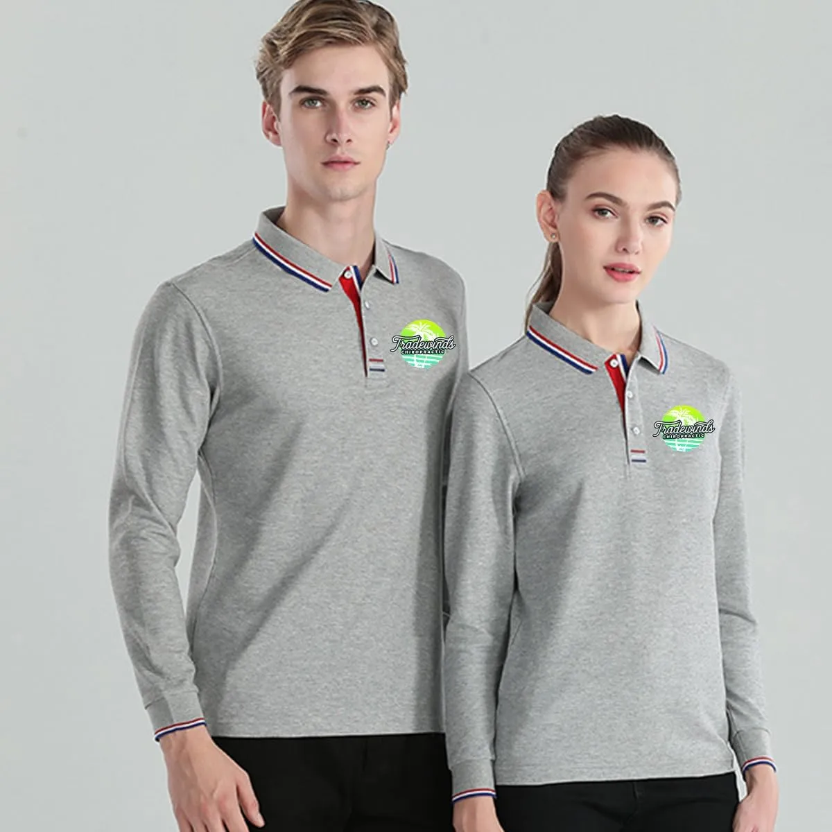 Custom Polo Shirts Design Your Own Personalized Long Sleeve Polo Shirt Customized with Logo/Text/Image(Dark Blue, M)