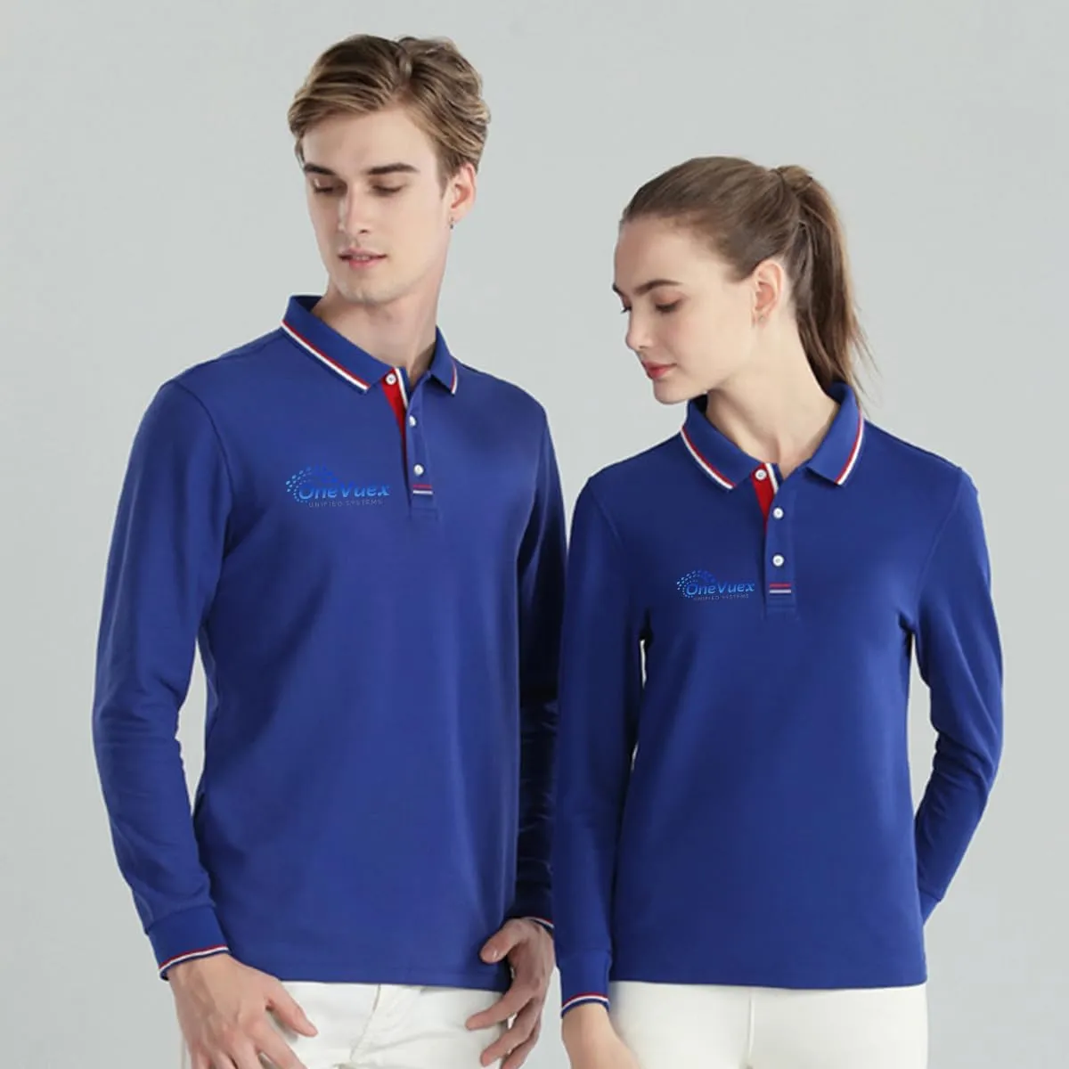 Custom Polo Shirts Design Your Own Personalized Long Sleeve Polo Shirt Customized with Logo/Text/Image(Dark Blue, M)