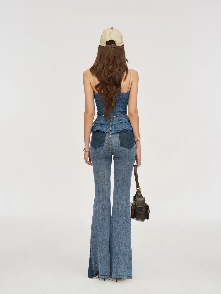 Denim lace tube top【s0000007242】