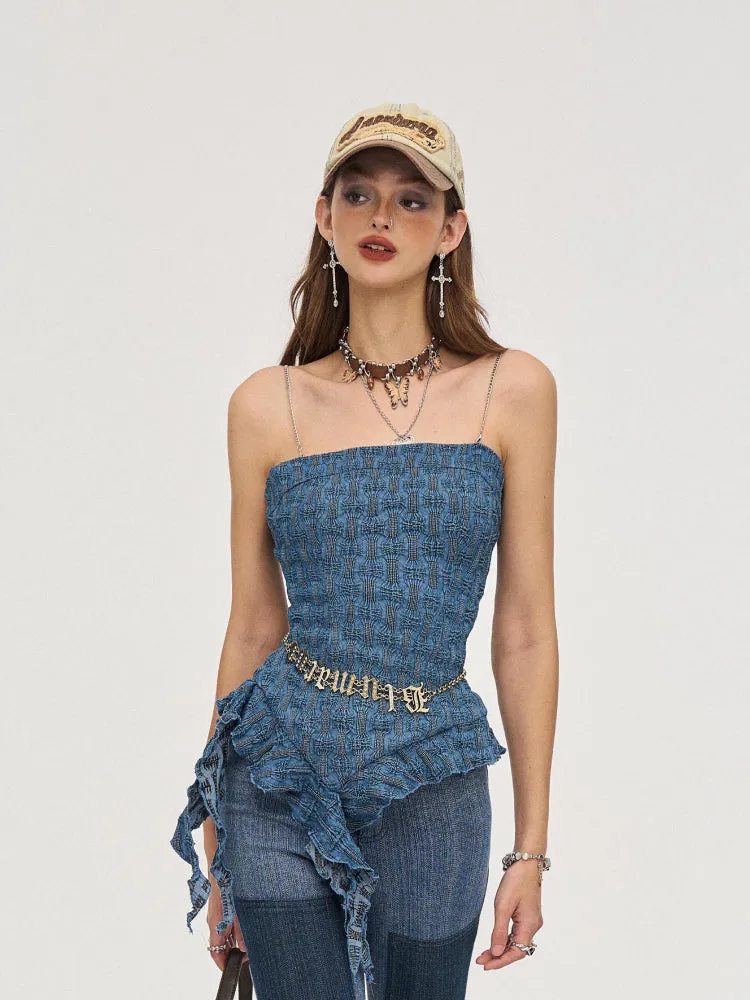 Denim lace tube top【s0000007242】
