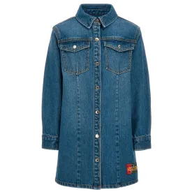 Stylish Womens Denim Shirt Dress with Pockets - Casual and Versatile - Perfect for Everyday Wear