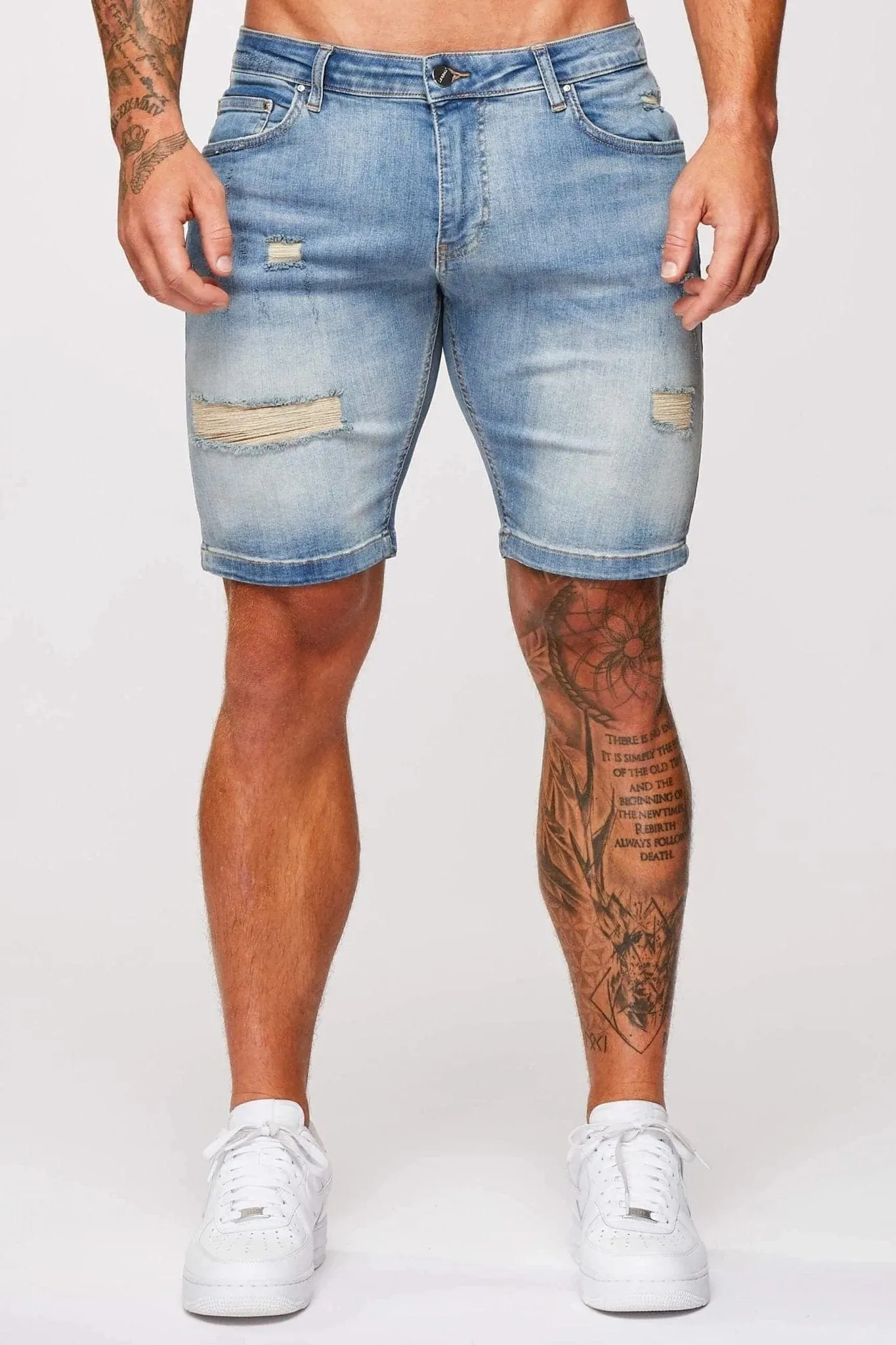 DENIM SHORT - STRONG WASH MID BLUE