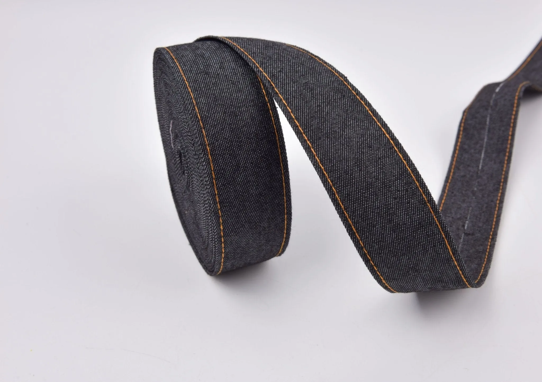 Denim Webbing With side stitches, Selling by Half Yard