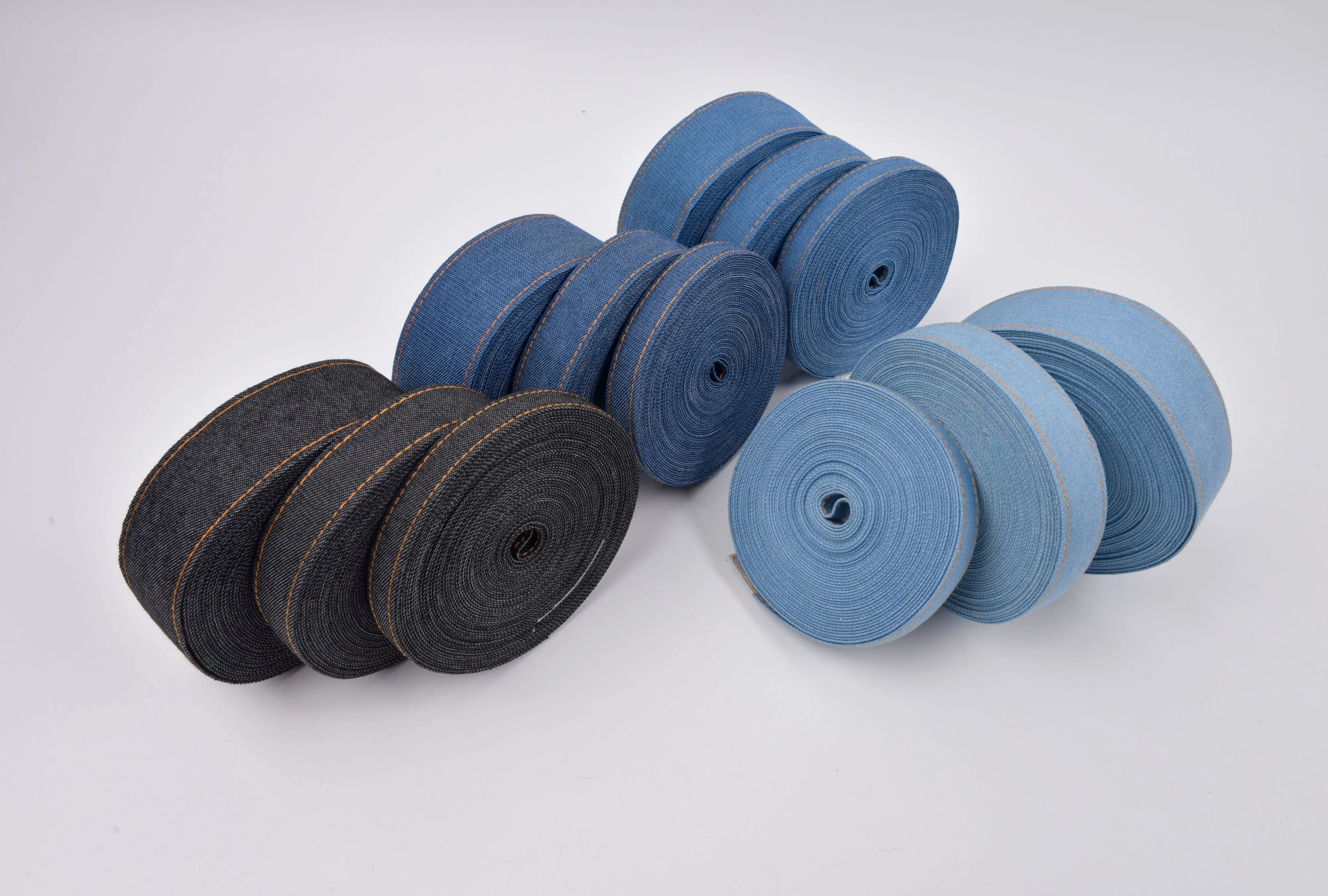 Denim Webbing With side stitches, Selling by Half Yard