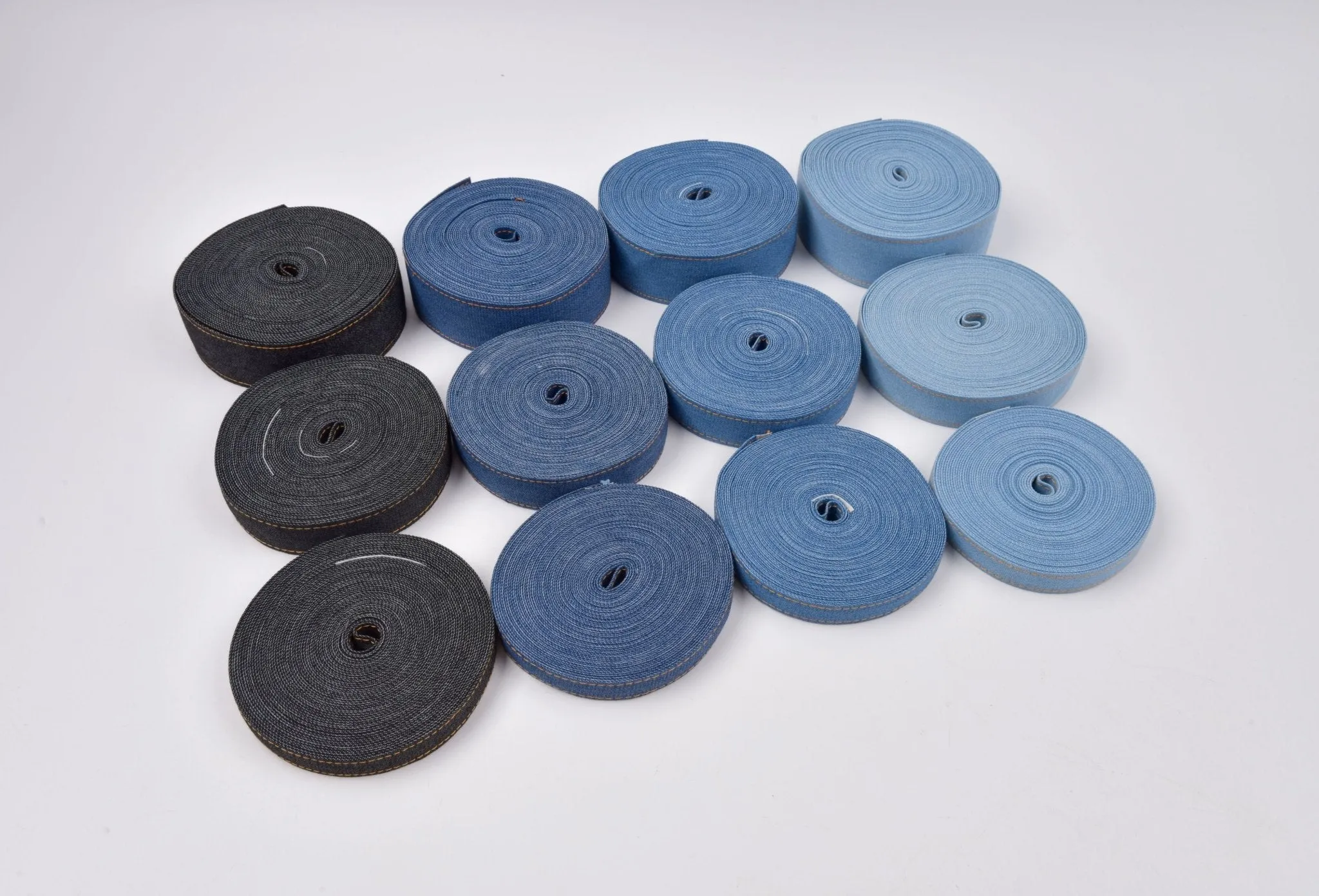 Denim Webbing With side stitches, Selling by Half Yard