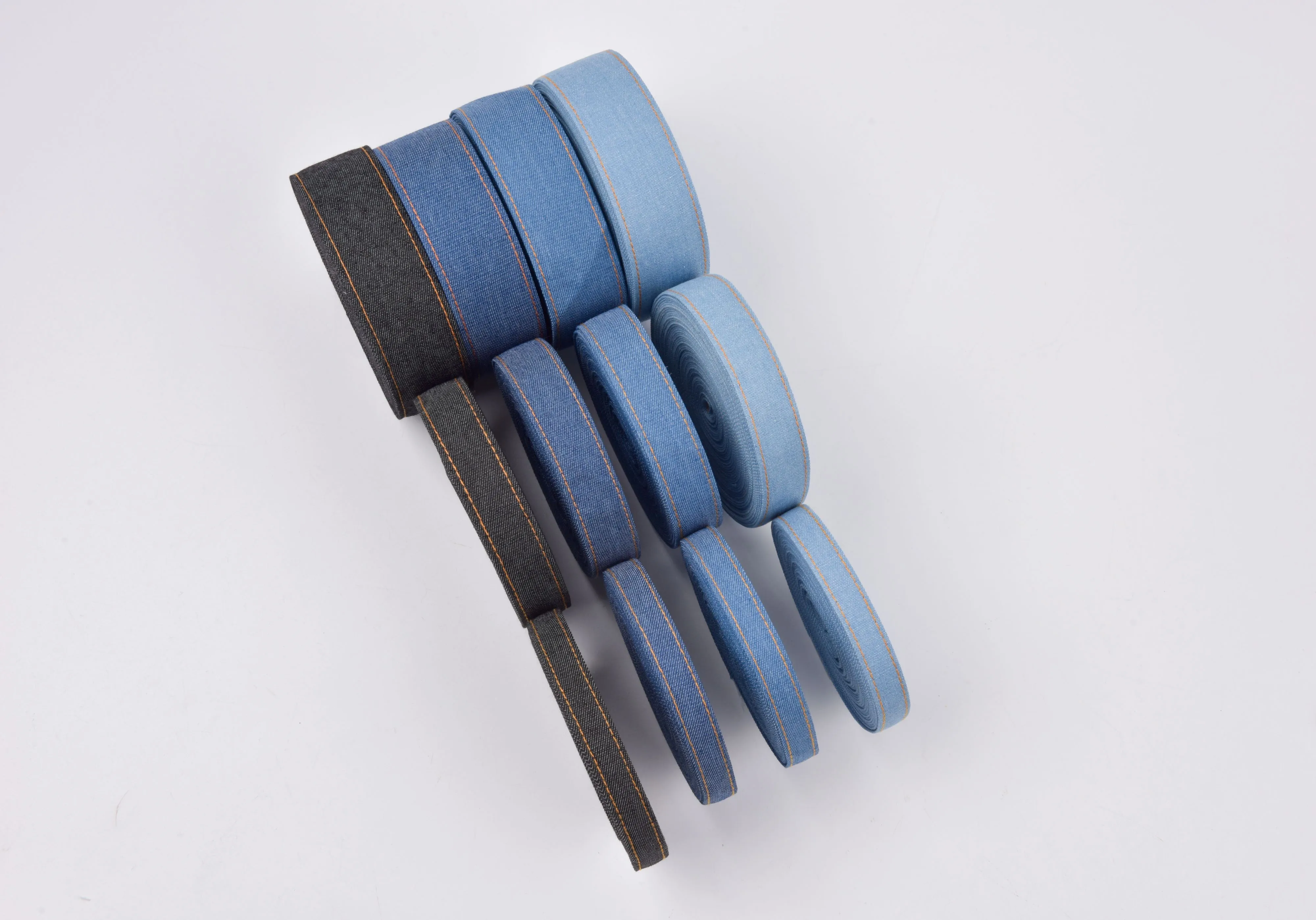 Denim Webbing With side stitches, Selling by Half Yard