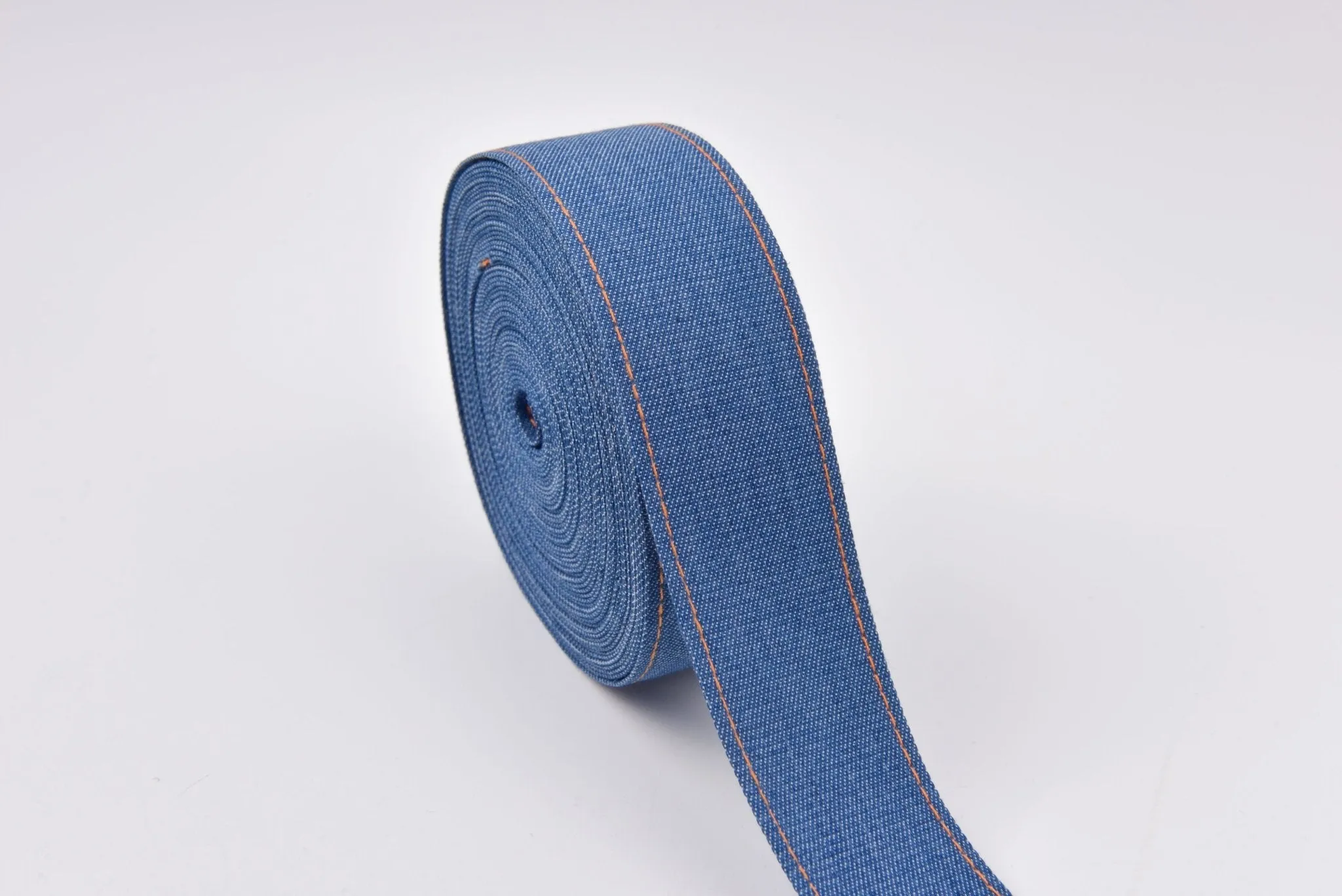 Denim Webbing With side stitches, Selling by Half Yard
