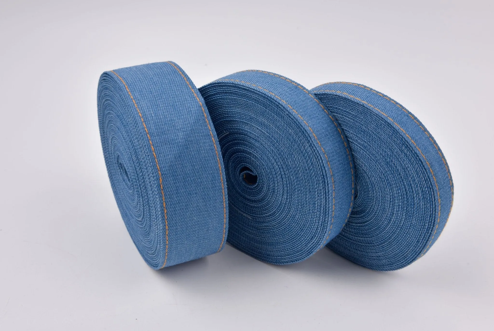 Denim Webbing With side stitches, Selling by Half Yard