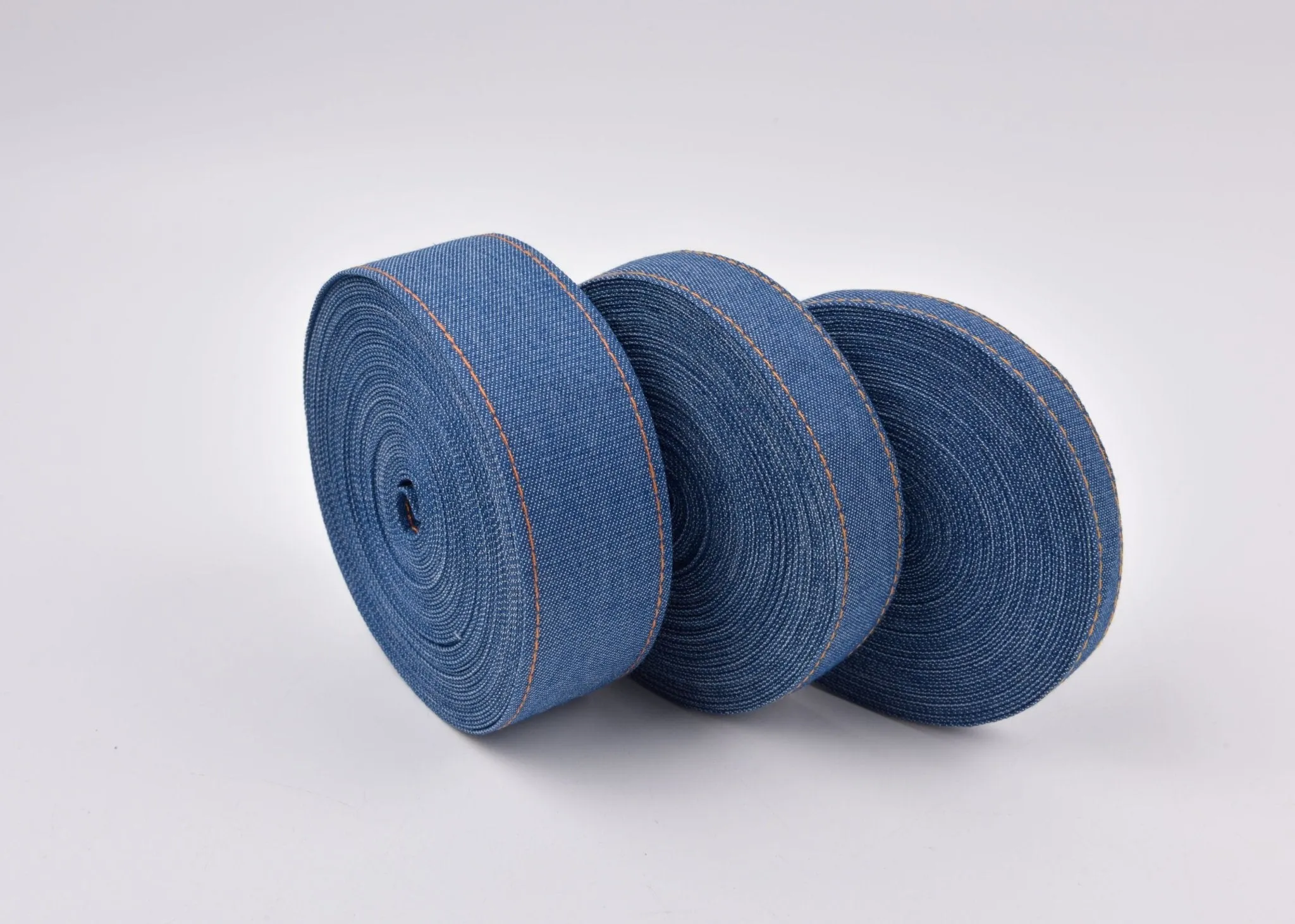 Denim Webbing With side stitches, Selling by Half Yard