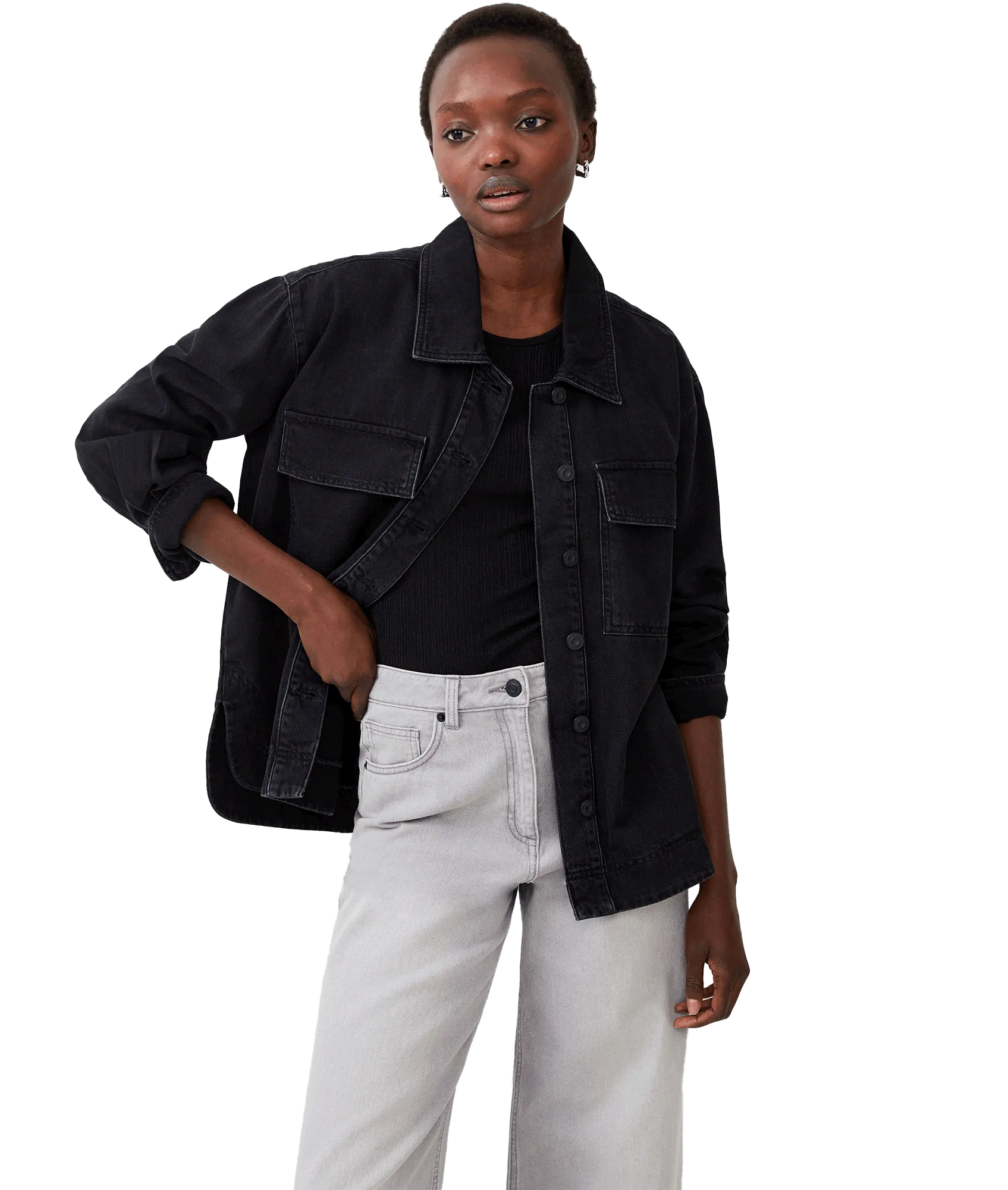 Denver Denim Oversized Shacket - Black