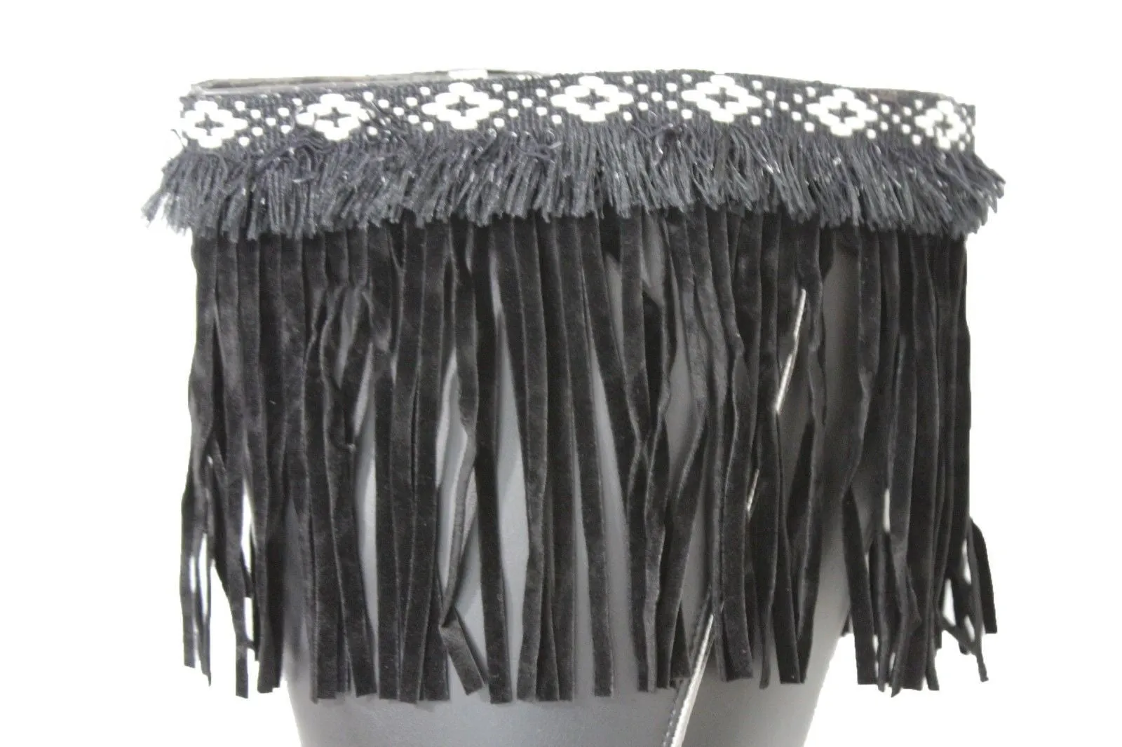 Diamond Accent Pattern Long Fringe Boots Toppers