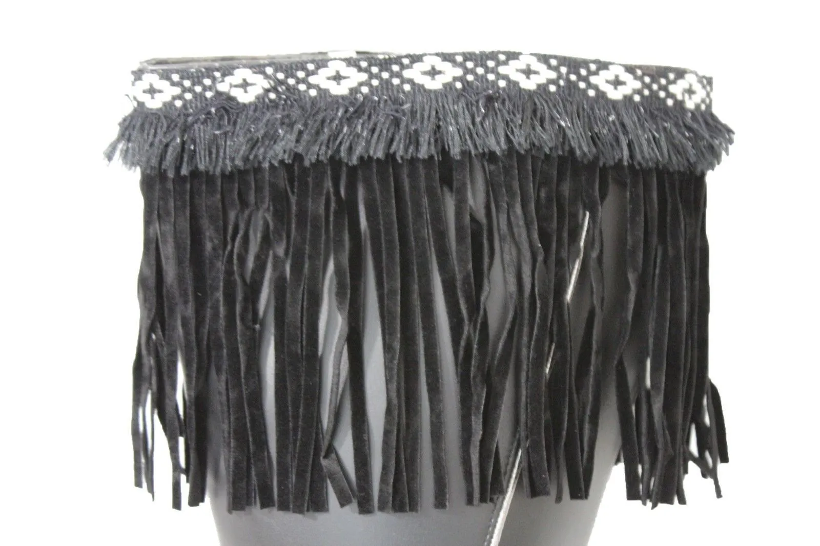 Diamond Accent Pattern Long Fringe Boots Toppers