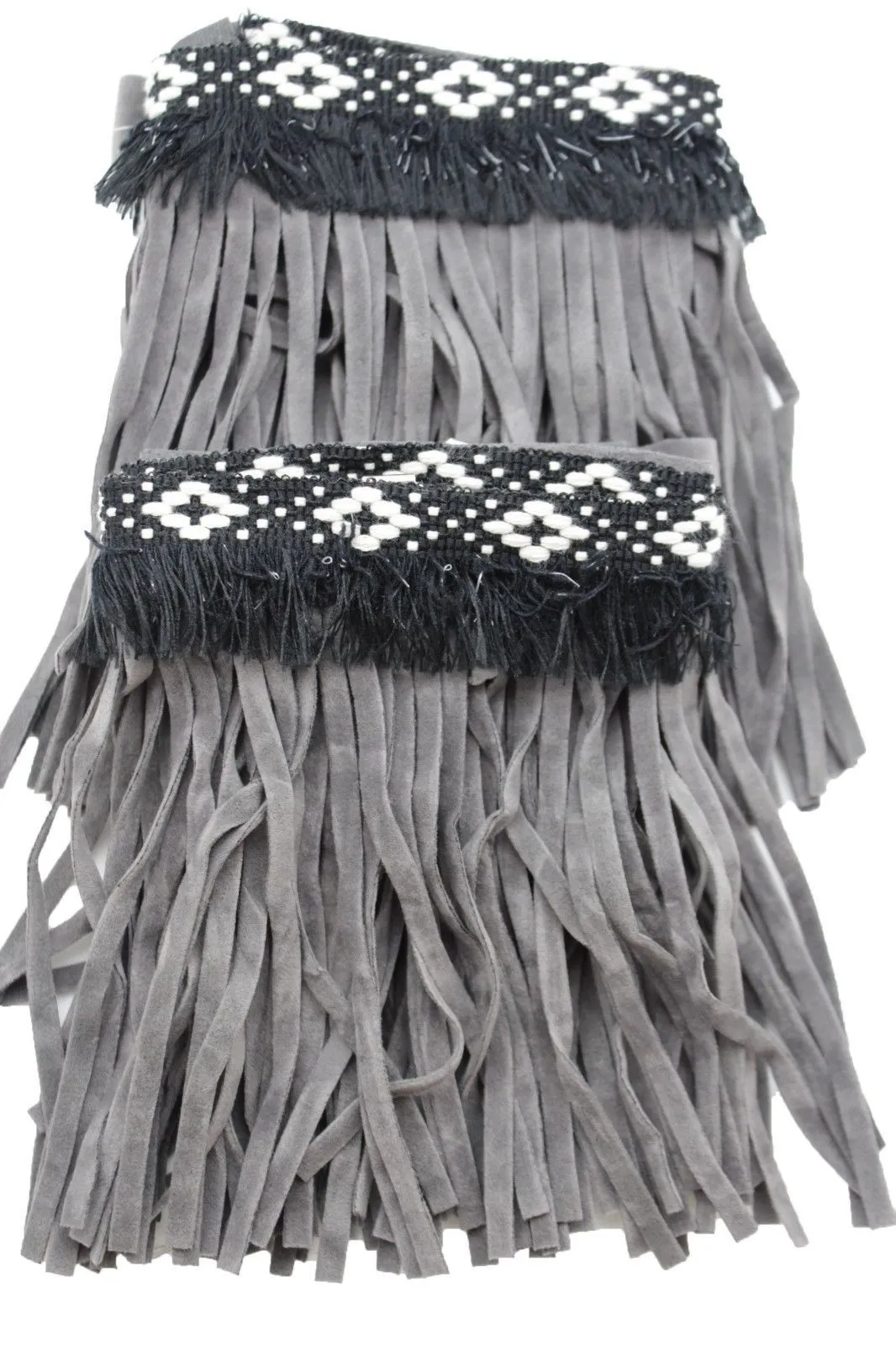 Diamond Accent Pattern Long Fringe Boots Toppers