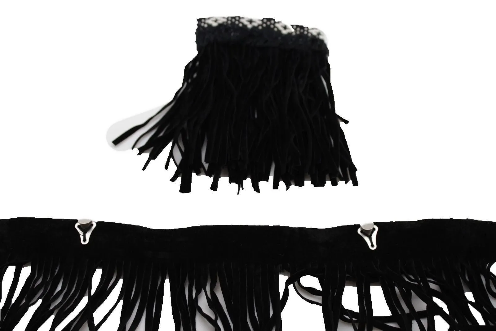 Diamond Accent Pattern Long Fringe Boots Toppers