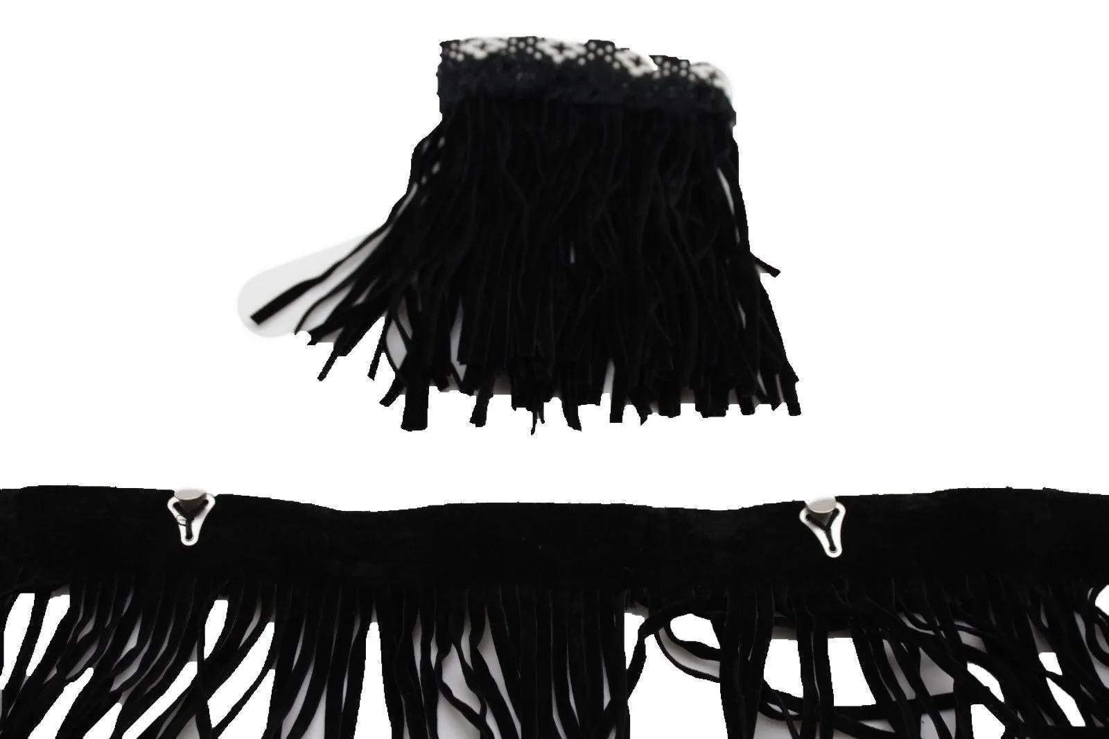 Diamond Accent Pattern Long Fringe Boots Toppers