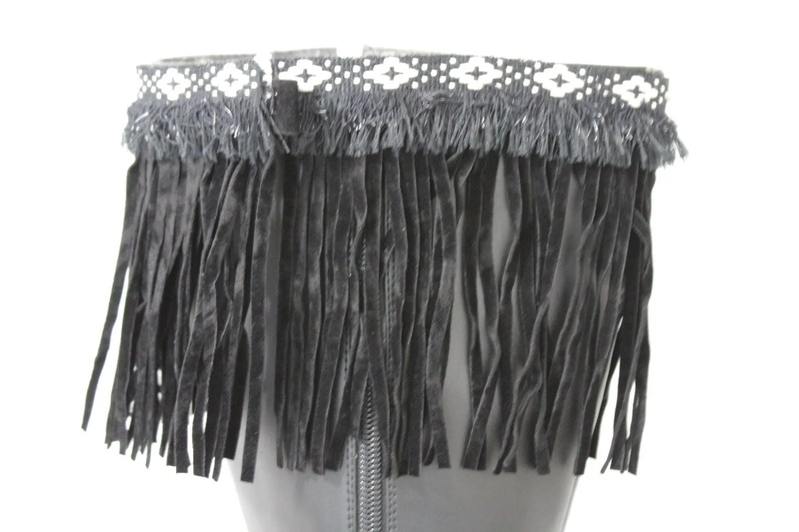 Diamond Accent Pattern Long Fringe Boots Toppers