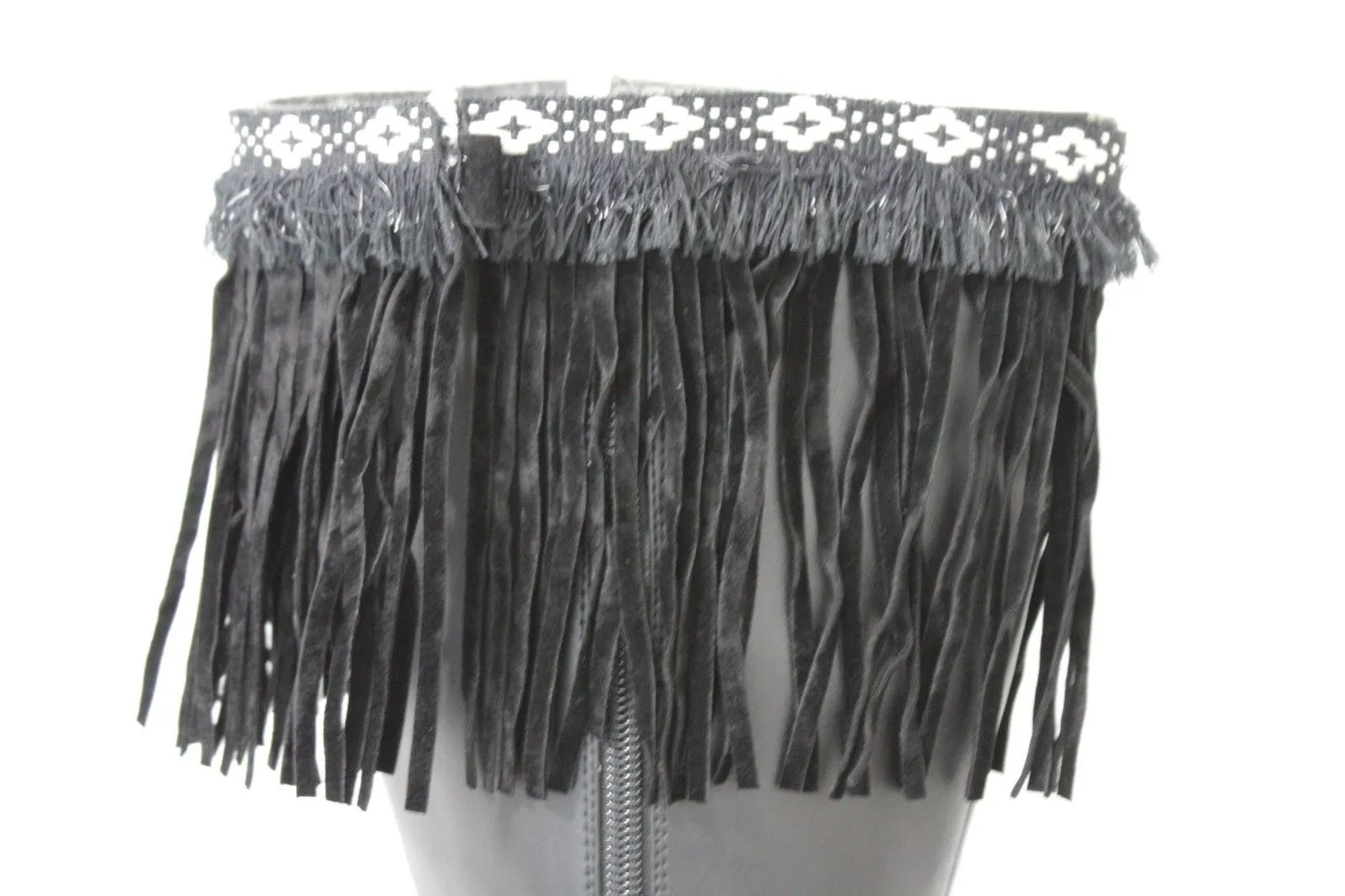 Diamond Accent Pattern Long Fringe Boots Toppers