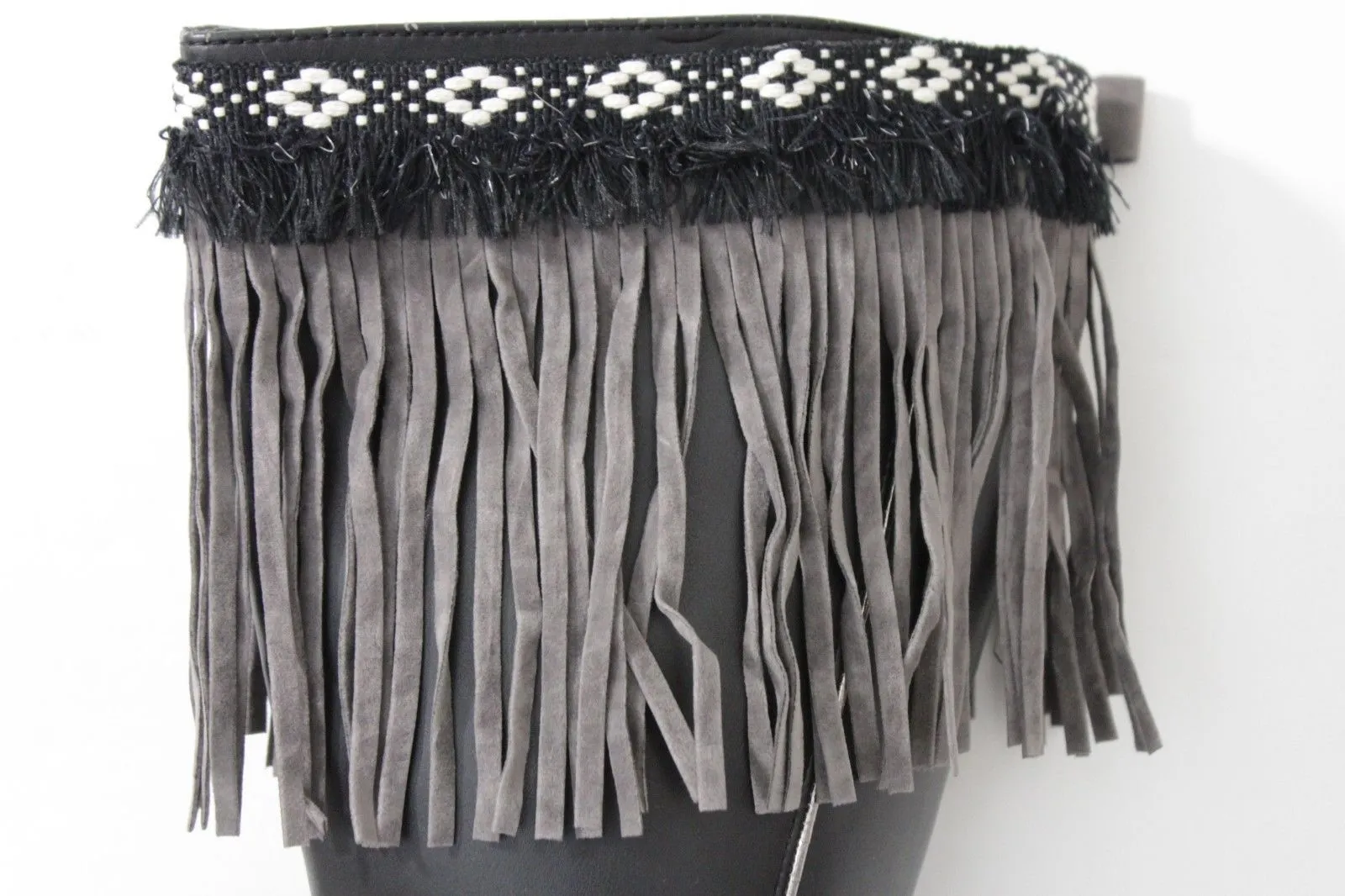 Diamond Accent Pattern Long Fringe Boots Toppers