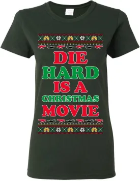 Die Hard is a Christmas Movie Classic McClane Nakatomi Ugly Christmas Womens Graphic T-Shirt