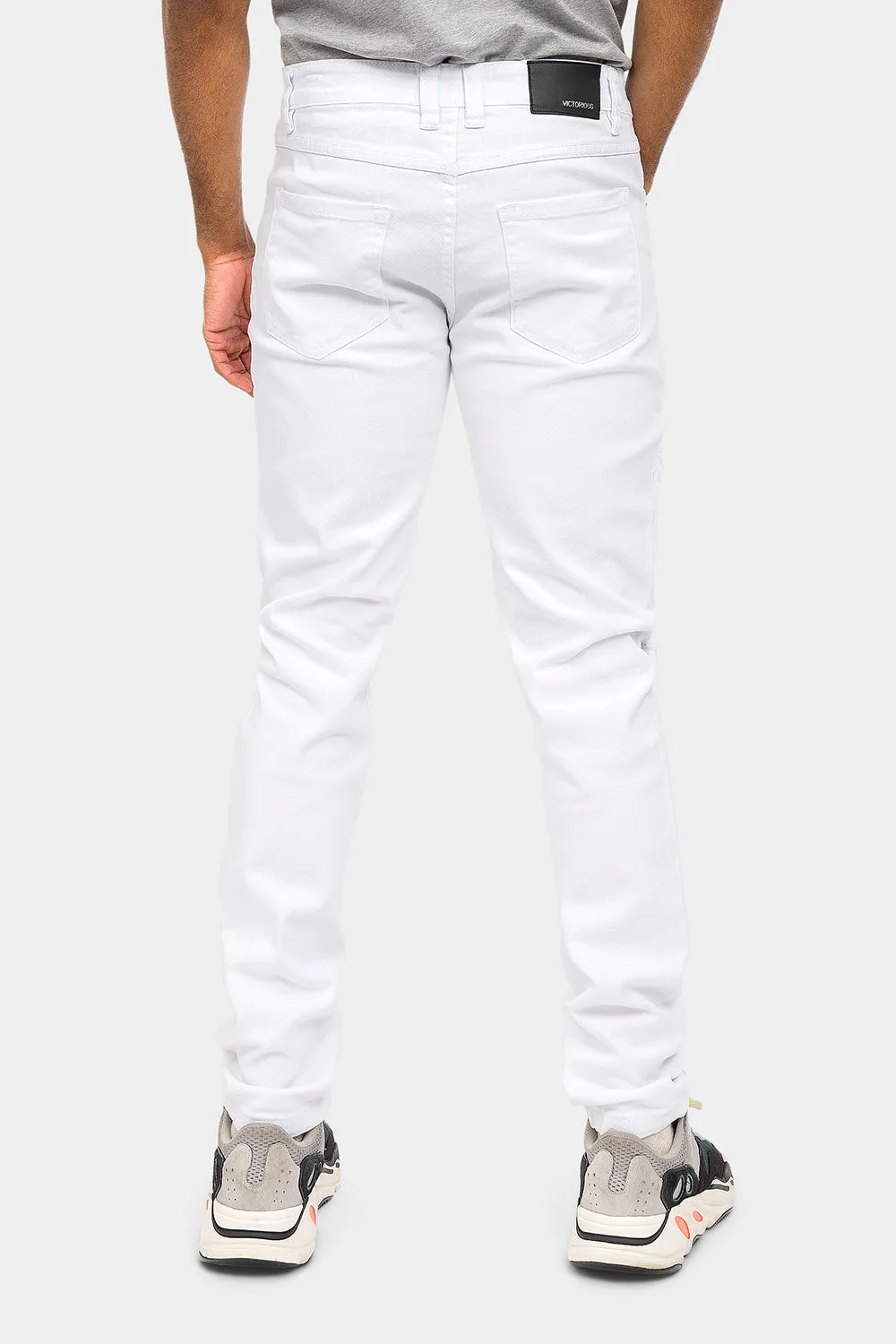Distressed Solid Color Slim Fit Jeans