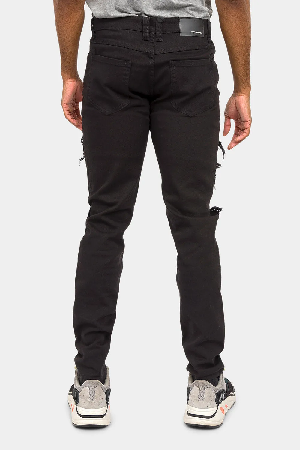 Distressed Solid Color Slim Fit Jeans
