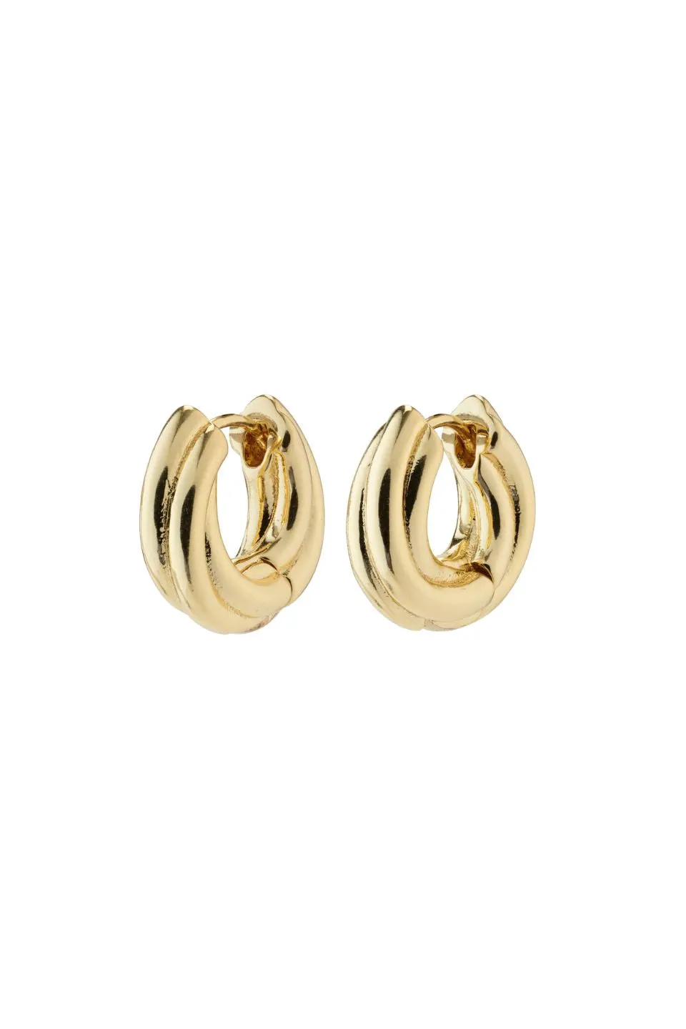Edea Recycled Chunky Gold Plated Huggie Hoop Earrings