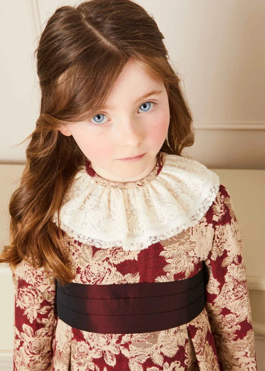 Eleanor Floral Long Sleeve Dress in Burgundy (4-10yrs)