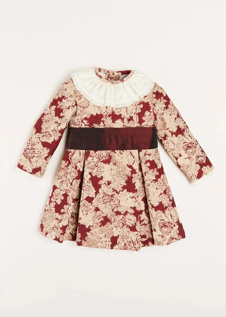 Eleanor Floral Long Sleeve Dress in Burgundy (4-10yrs)