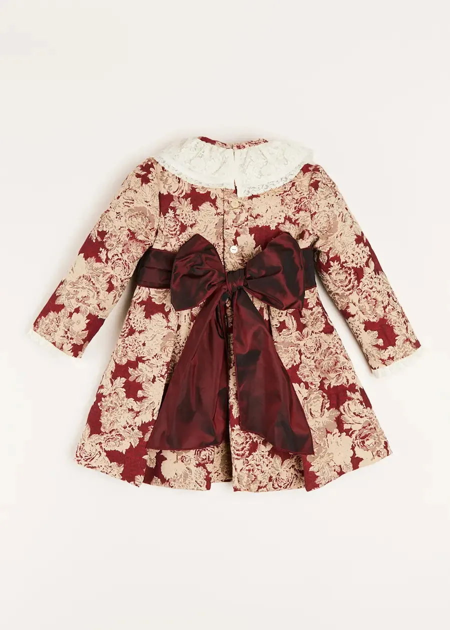 Eleanor Floral Long Sleeve Dress in Burgundy (4-10yrs)
