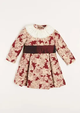 Eleanor Floral Long Sleeve Dress in Burgundy (4-10yrs)